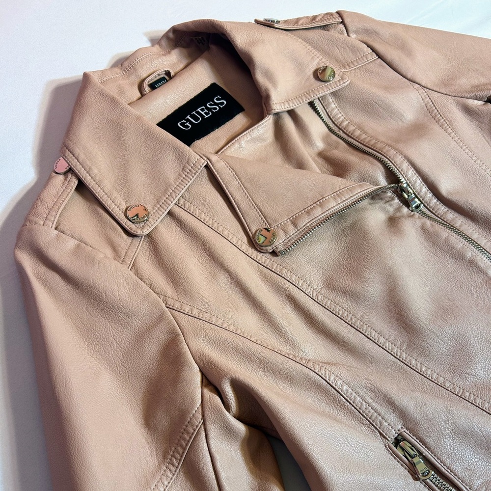 GUESS Women's Blush Pink Leather Jacket